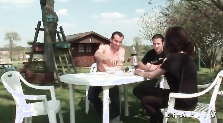 French milf sodomized fisted and double penetrated in the garden