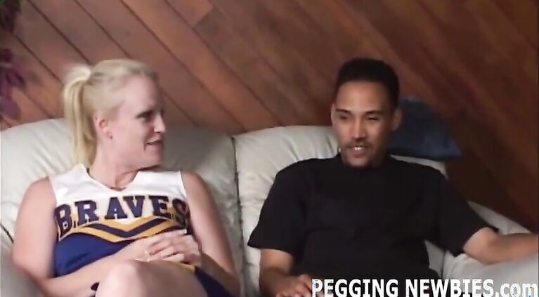 This plastic strapon cock is going right up your virgin ass