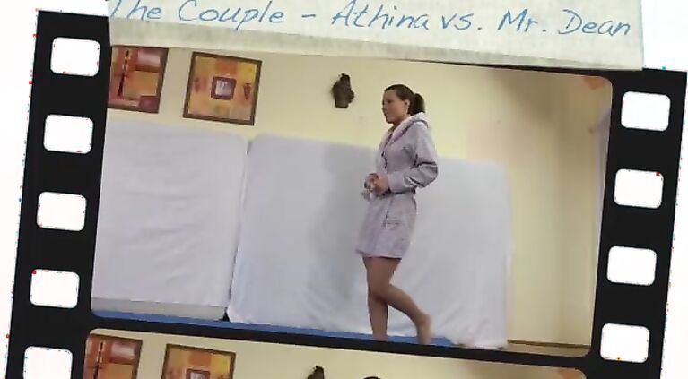 Athina vs. Mr. Dean - The Bikini 1. face sitting mixed wrestling