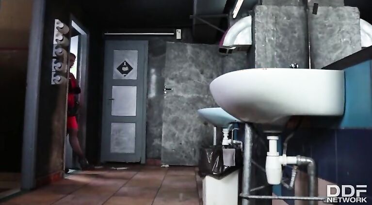 Dominatrix Kathia Nobili humiliates & Fucks Meg Magic in toilet