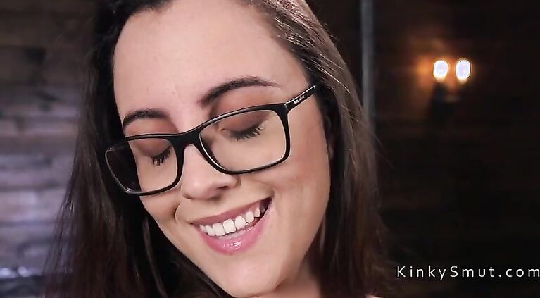 Beauty in eyeglasses fucking machine