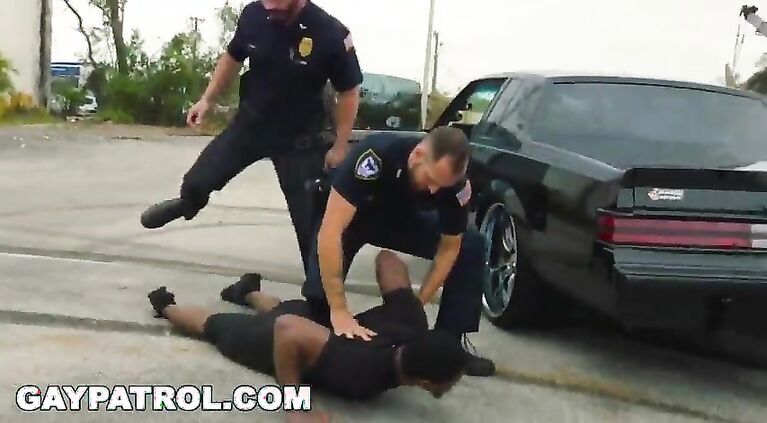 GAY PATROL - Fucking the white police with some chocolate dick