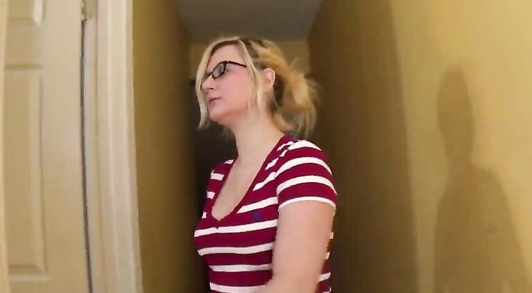 Fucking my mom rough and making her take my cock and big load on her shaved pussy