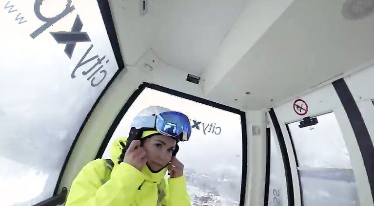 4K Public cumshot on mouth in ski lift Part 1, 2