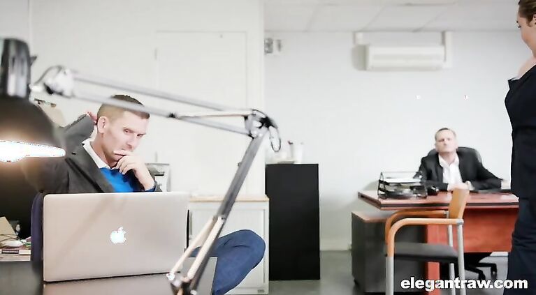 Business Woman Swallows While Working
