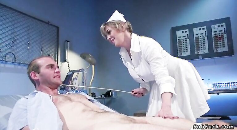 Milf nurse rides face to male patient