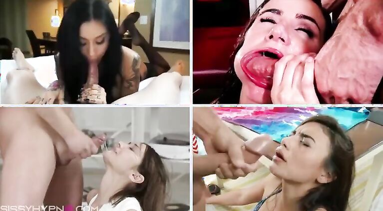 Sloppy Cock Sucking & Cum Split Screen Sissy Brainwash