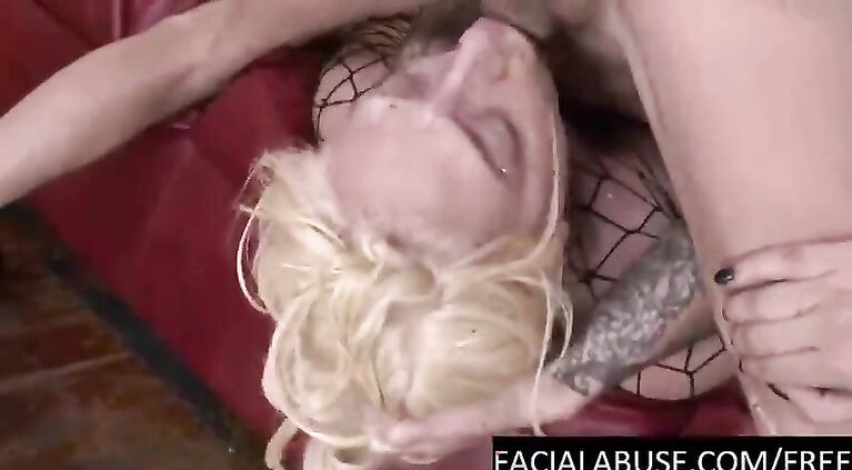 2 dicks face fuck a big boobed slut