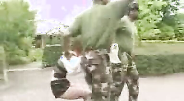 Husband watches a violent rape porno as his unknowing wive exchanges blowjobs with a friend.